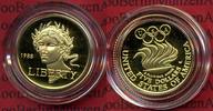 usa 5 Dollars Goldmünze USA 5 Dollar Gold 1988, Olympische Spiele Seoul, Nike, PP mit MDM Zertifikat