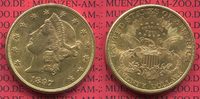 USA 20 Dollars Goldmünze Double Eagle USA 20 Dollars Liberty, Frauenkopf, 1897 S Gold, Coronet Head