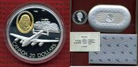 Kanada, Canada 20 Dollars Silbermünze mit Goldinlay Kanada 20 Dollars 1990 Luftfahrt Serie I, Lancaster Bomber
