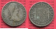 Mexico, Mexiko unter Spanien 8 reales Silbermünze Wappen m. Säulen Mexiko unter Spanien 8 Reales 1821 Potosi P J , Karl VII.