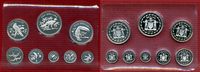 Belize 1 Cent - 10 Dollar Kursmünzensatz Belize 1974 1 Cent - 10 Dollars Sterling Silber Proof Set