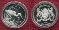 Botswana 2 Pula Silbermünze Botswana 2 Pula 1986 Silber WWF Jubiläum Vogel, Tiermotiv