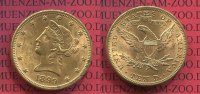 USA 10 Dollars Goldmünze Eagle Coronet Head USA 10 Dollars Liberty, Frauenkopf, 1899 o. Mzz. Coronet Head Gold