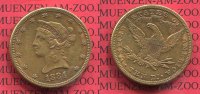 USA 10 Dollars Goldmünze Eagle Coronet Head USA 10 Dollars Liberty, Frauenkopf, 1884 o. Mzz. Coronet Head Gold