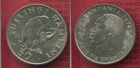 Tansania Tanzania 50 Shilingi Silbermünze Tanzania 50 Shilingi Nashorn Rhinozeros 1974