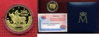 Spanien, Spain 200 Euro Gold Spanien 200 Euro 2003 Währungsunion Europa auf Stier PP