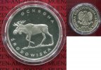 Polen, Poland, Volksrepublik 100 Zloty Silbermünze Polen 100 Zloty 1978, Bedrohte Tierwelt, Elch, Polierte Platte