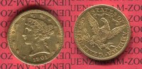 USA 5 Dollars Half eagle USA 5 Dollars Liberty, Frauenkopf, Coronet Head 1901 S Gold