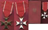 Polen, Poland Offizierskreuz mit Band und Box Polen Offizierskreuz 1944 vergoldet Emaille mit Band und Box