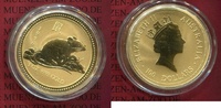 Australien, Australia 100 Dollars Gold 1 Unze Lunar Australien 100 Dollar 1996 Lunar I, Jahr der Ratte/ Ratte Year of the Rat
