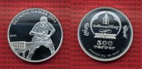 Mongolei 500 Togrog Silbermünze Mongolei 500 Togrog 2005 Olympiade 2004 Kapsel Tischtennis