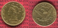 USA 10 Dollars Gold Liberty Eagle USA 10 Dollars Liberty, Frauenkopf, 1906 D Coronet Head Gold Bild