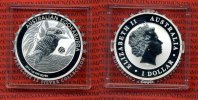 Australien, Australia 1 Dollar Kookaburra Australien 1 Unze Silber 2014 kookaburra Stgl. in Kapsel mit F15 Privy Mark