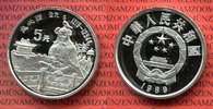 China Volksrepublik PRC 5 Yuan Silbermünze Gedenkmünze China 5 Yuan 1989 Kublai Khan Kaiser Silber