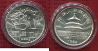 China Volksrepublik PRC 10 Yuan Panda 1 Unze Silber China Panda 10 Yuan 1989 1 Unze Silber Stempelglanz