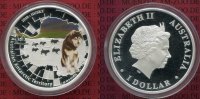 Australien, Australia 1 Dollar Australien 1 Dollar Silber Antarctic Territory, Husky