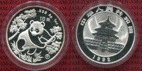 China 10 Yuan Silbermünze Panda 1Unze China Panda 1992 P 10 Yuan Tempel des Himmlischen Frieden in Kapsel