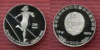 Nordkorea, North Korea 200 Won Silbermünze Nordkorea 200 Won 1992 Olympische Sommerspiele, Sprinten, Laufen Silber PP