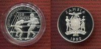 Sambia, Zambia 100 Kwacha Silbermünze Sambia 100 Kwacha 1992 Olympiade in Barcelona PP Boxen - Boxing