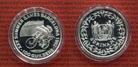Suriname 100 Gulden Silbermünze Surinam 100 Gulden 1992 Radfahren PP Olympiade in Barcelona