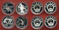 China 4 x 10 Yuan Silbermünzen China Set 4 x 10 Yuan 1990 & 1991 Olympische Spiele 1992 PP