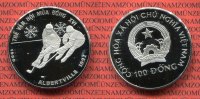 Vietnam 100 Dong Silbermünze Vietnam 100 Dong 1990 Olympische Spiele Albertville 1992 Winter Eishockey PP Picture