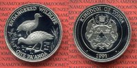 Königreich Tonga 1 Pa'anga Silber PP Königreich Tonga 1 Pa'anga 1991 Silbermünze Dschungelhühner PP Picture