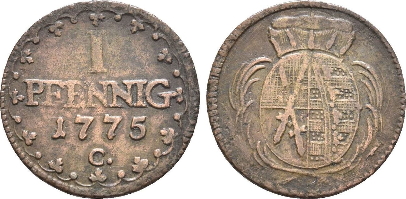 Sachsen 1 Pfennig 1775 C Friedrich August III 1763 1806 Ss MA Shops