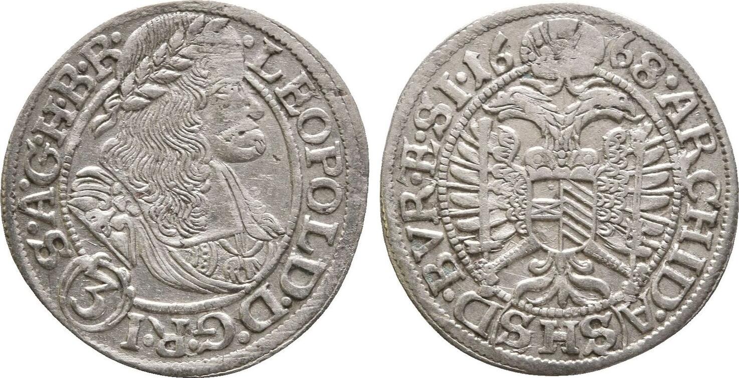 Habsburg 3 Kreuzer Breslau 1668 SHS Leopold I 1657 1705 Ss MA Shops