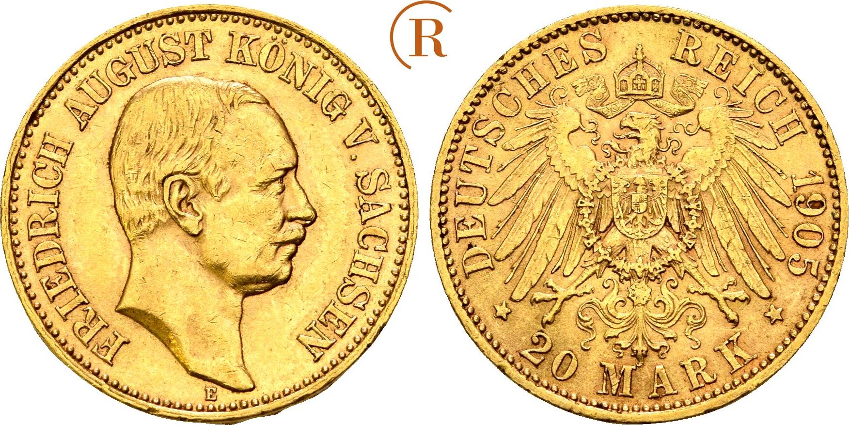 Kaiserreich Sachsen 20 Mark GOLD 1905 E Friedrich August III 1904