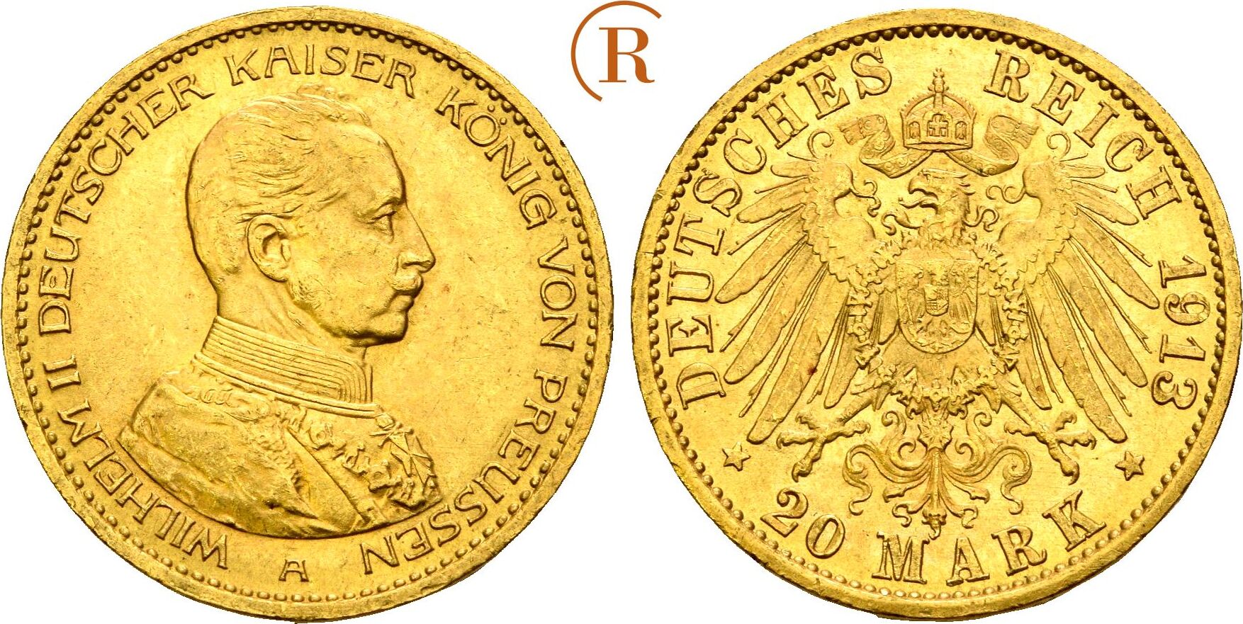 Kaiserreich Preussen 20 Mark Kaiser In Uniform GOLD 1913 A Wilhelm II