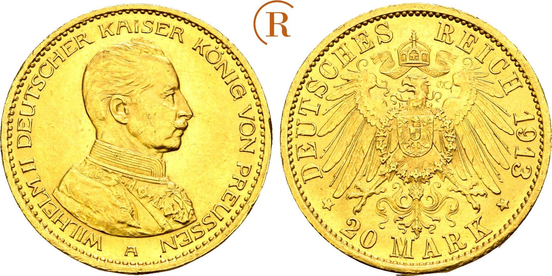 Kaiserreich Preussen 20 Mark Kaiser In Uniform GOLD 1913 A Wilhelm II