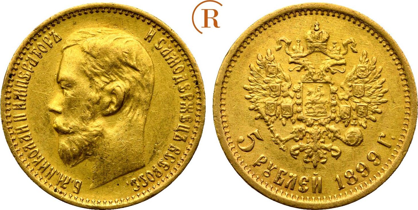 Russland 5 Rubel St Petersburg GOLD 1899 Nikolaus II 1894 1917 Ss