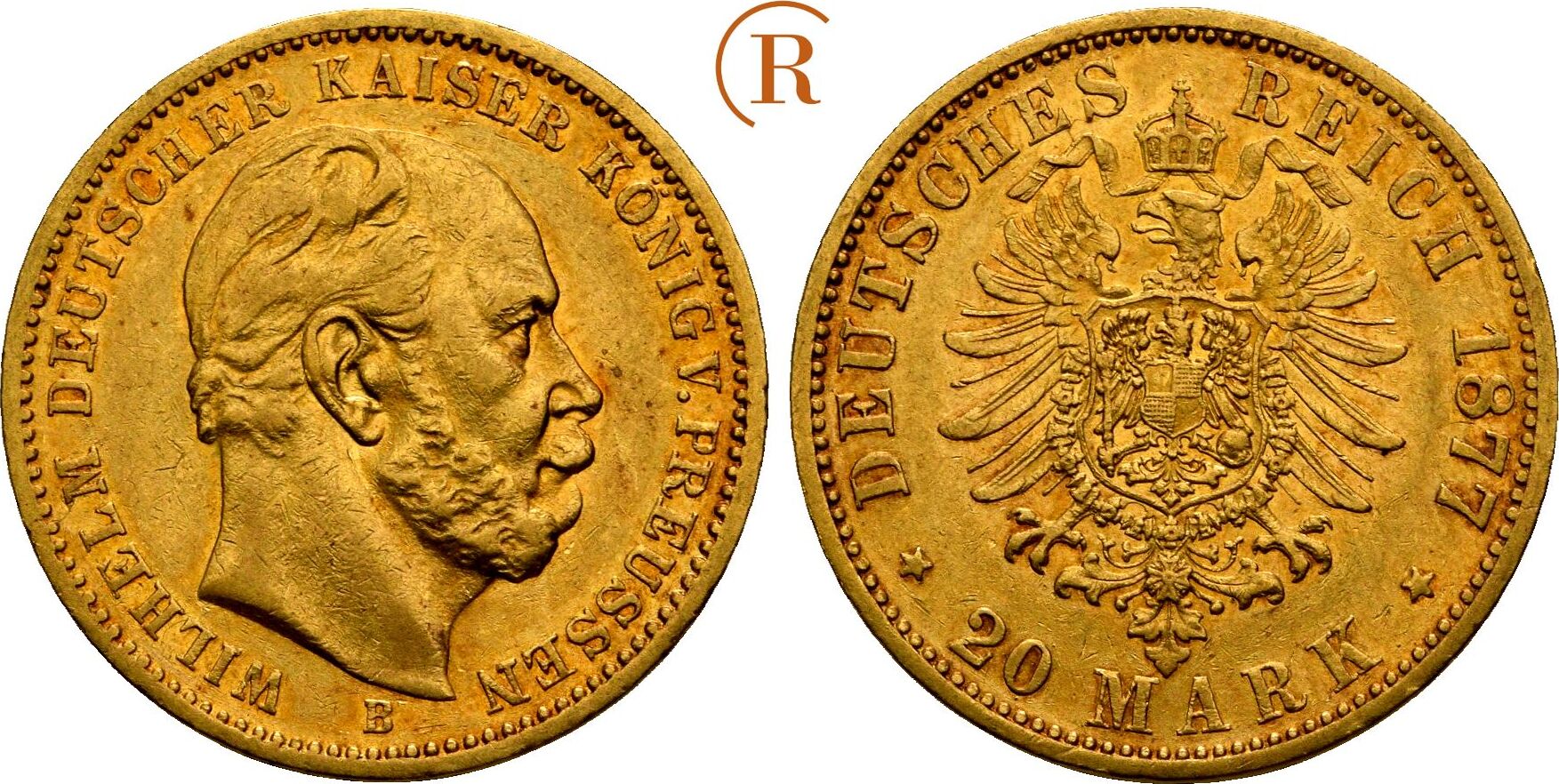 Kaiserreich Preussen 20 Mark GOLD 1877 B Wilhelm I 1861 1888 Ss Vz