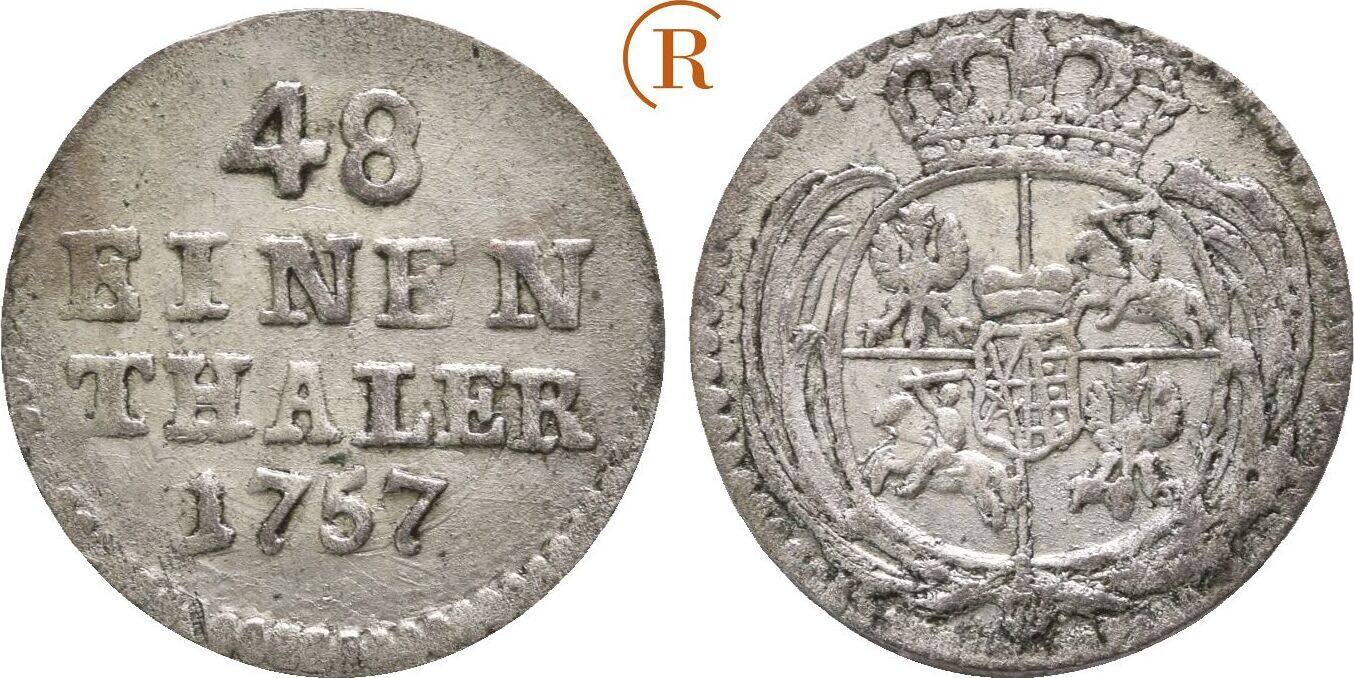 Sachsen 1 48 Taler Dresden 1757 B Friedrich August II 1733 1763 Ss