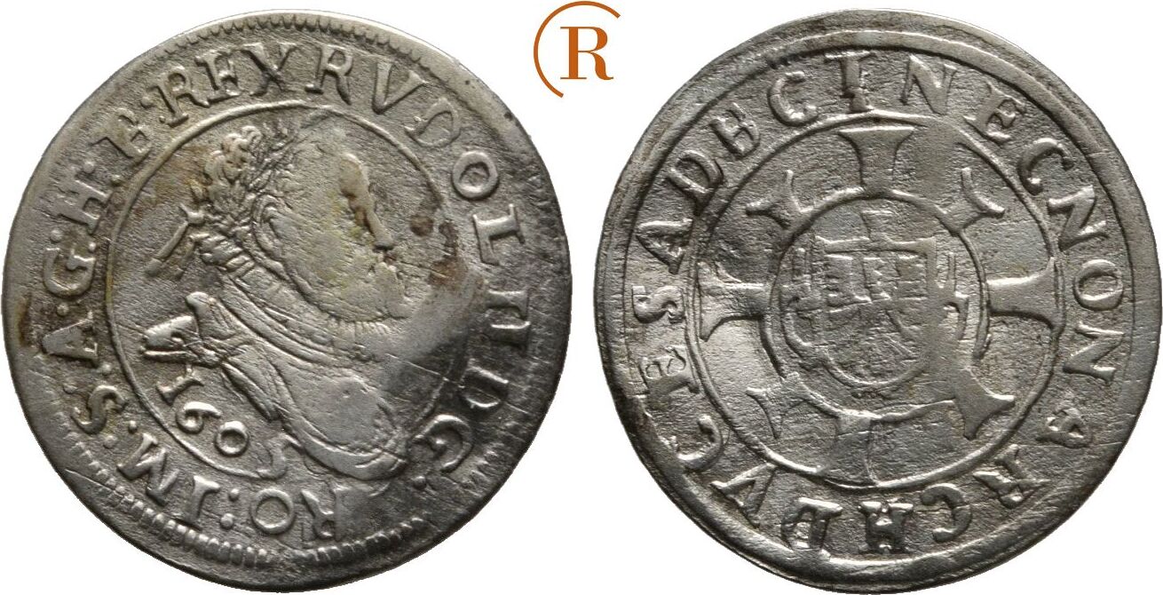 Habsburg 1 Kreuzer Hall 1605 Rudolf II 1576 1612 Ss Leicht Gewellt