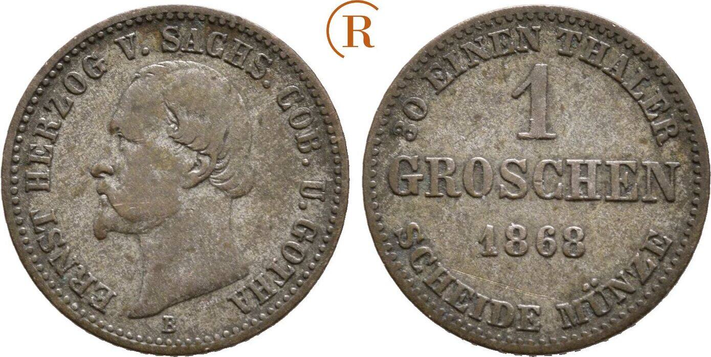 Sachsen Coburg Gotha 1 Groschen 1868 Ernst II 1844 1893 Ss MA Shops