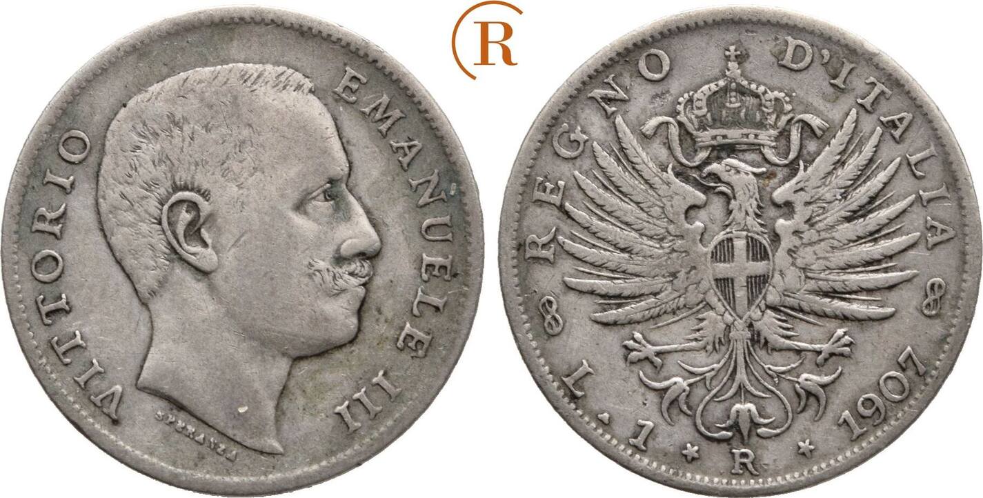 Italien 1 Lira Rom 1907 R Vittorio Emanuele III 1900 1946 Ss MA Shops