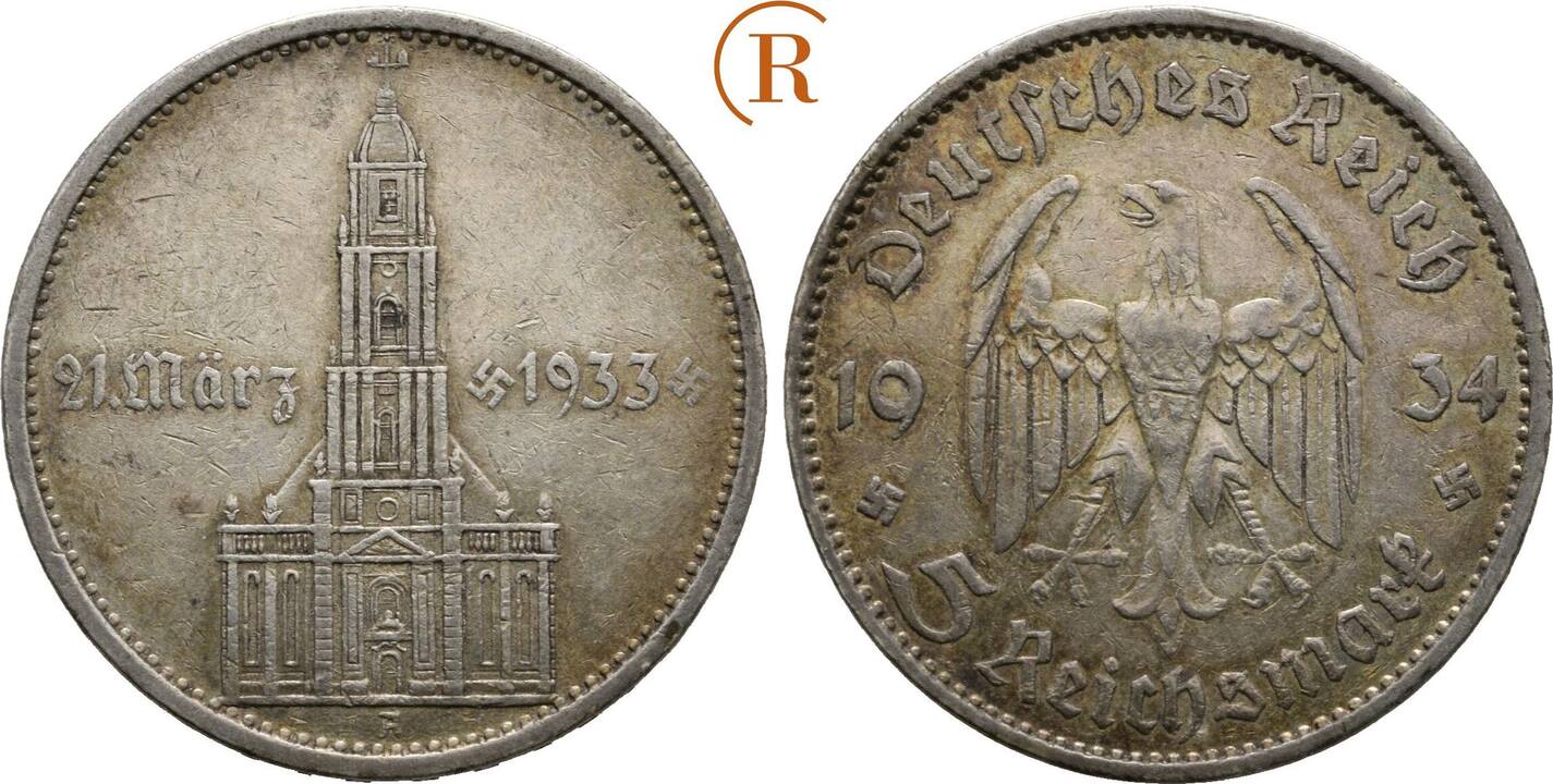 Drittes Reich 5 Reichsmark Garnisonkirche Mit Datum 1934 A Ss MA Shops