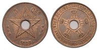 BELGISCH-Kongo: Leopold II, 1865-1909. 5 Centimes