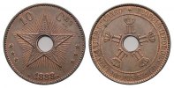 BELGISCH-Kongo: Leopold II, 1865-1909. 10 Centimes