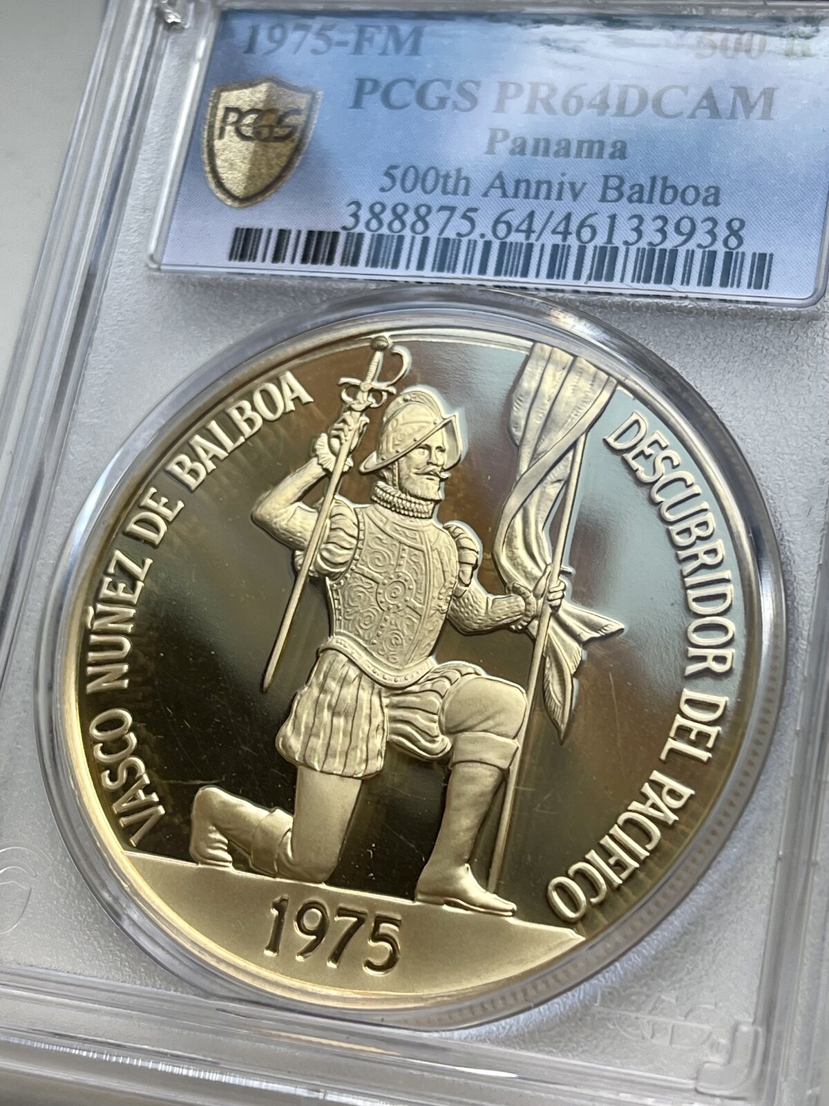 1975 FM Panama 500 Balboas Birth Of Balboa PCGS PR64DCAM MA Shops