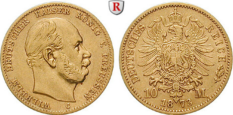 Preussen 1873 C Wilhelm I 1861 1888 10 Mark 1873 C Gold J 242