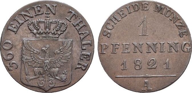 Brandenburg Preussen Cu Pfennig A Friedrich Wilhelm Iii