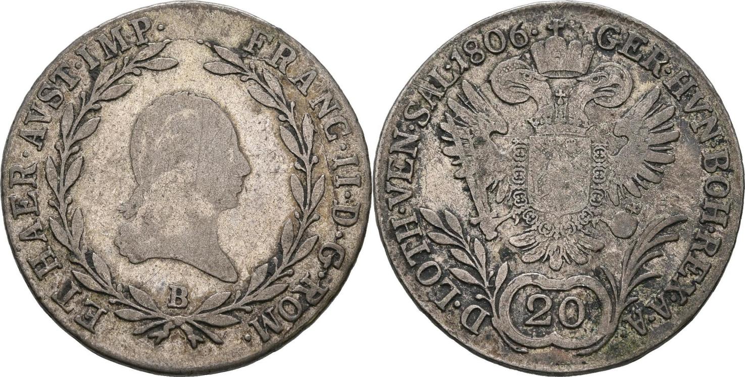 RDR Ungarn Kremnitz 20 Kreuzer 1806 Franz II I 1792 1835 F Ss MA Shops