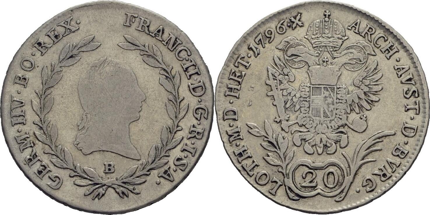 Österreich Ungarn Kremnitz 20 Kreuzer 1796 Franz II I 1792 1835 f