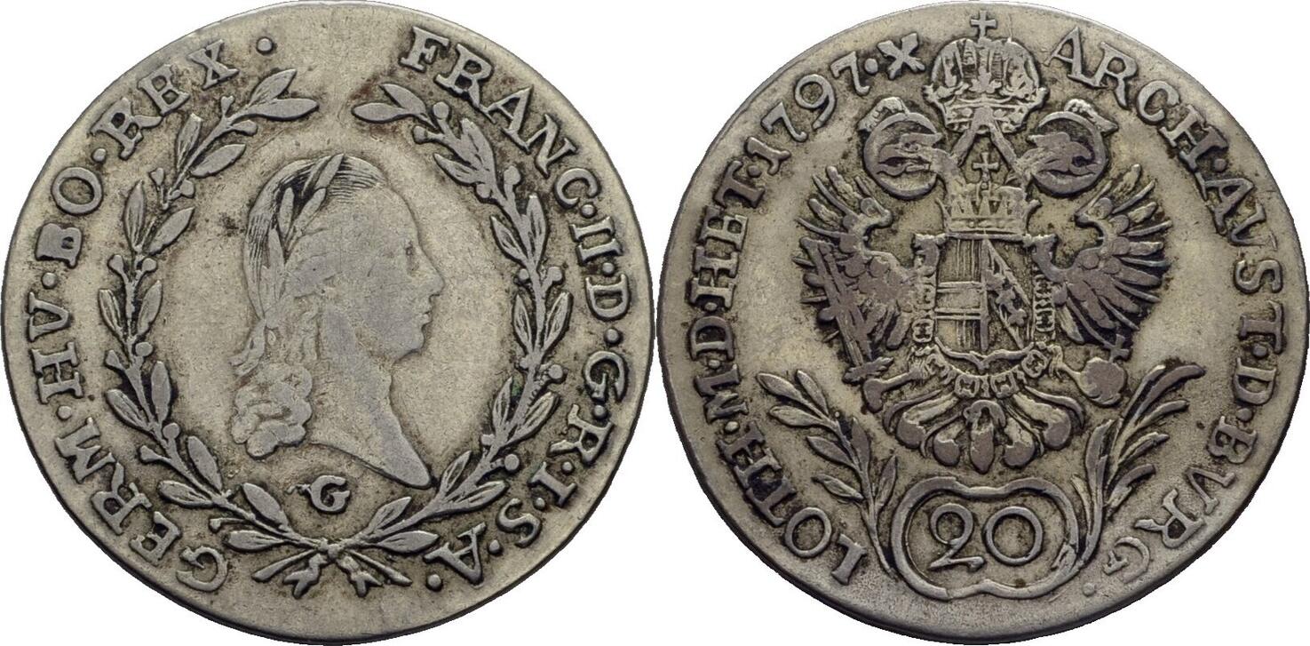 Österreich Ungarn Nagybanya 20 Kreuzer 1797 Franz II I 1792 1835