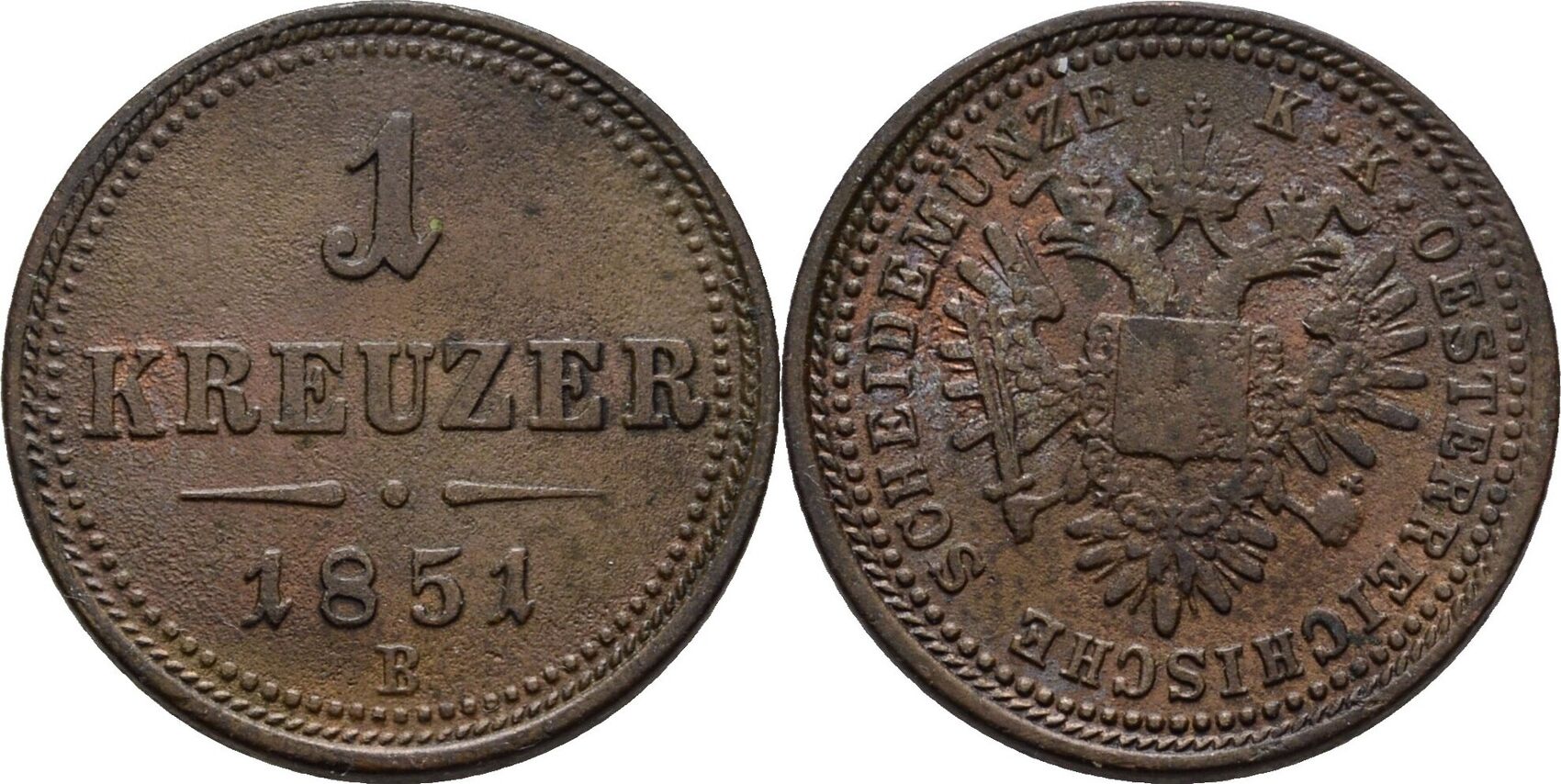 Österreich Ungarn Kremnitz 1 Kreuzer 1851 Franz Joseph I 1848 1916 ss