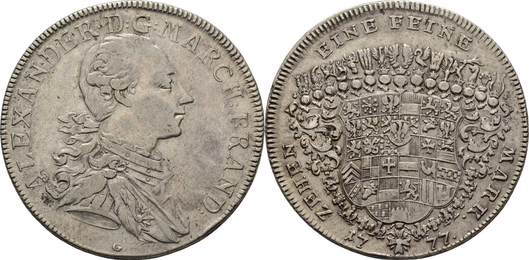 Brandenburg Ansbach Schwabach Taler 1777 Christian Friedrich Karl