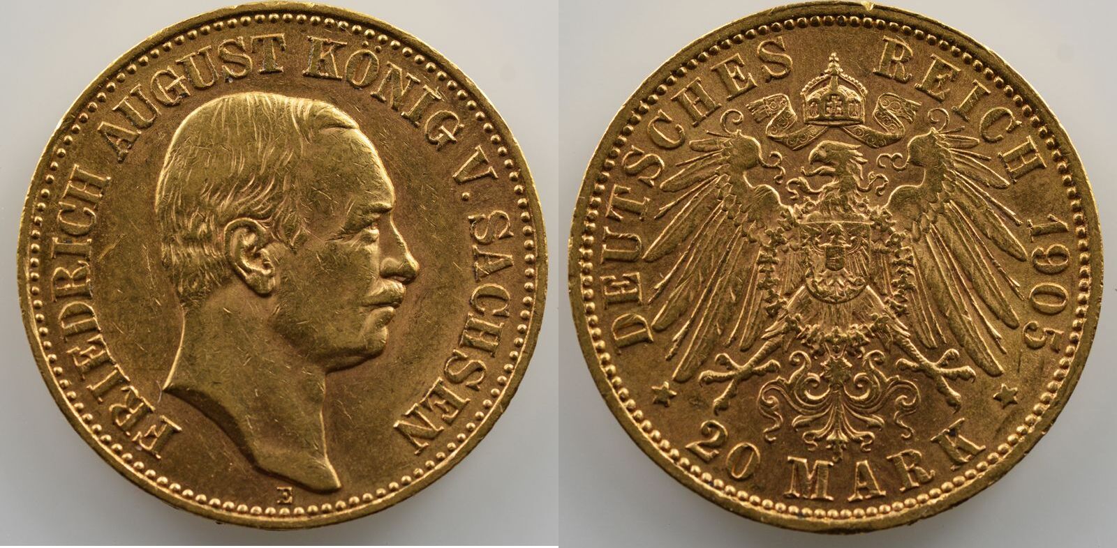 Deutsche Münzen 20 Mark 1905 E Sachsen Königreich Friedrich August III